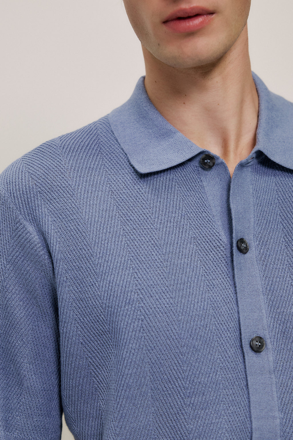 Linen Cotton Herringbone Knit Shirt