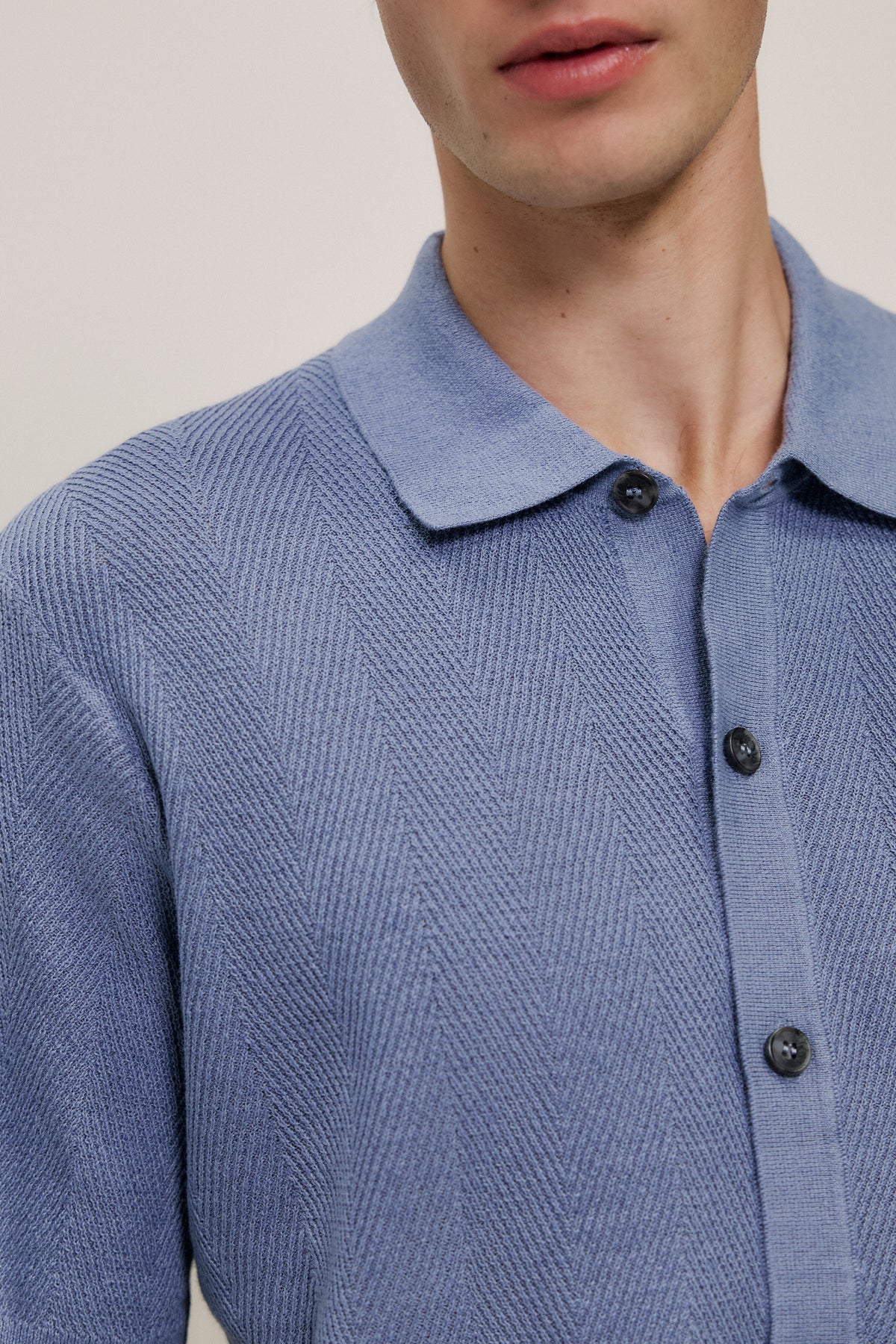 Linen Cotton Herringbone Knit Shirt
