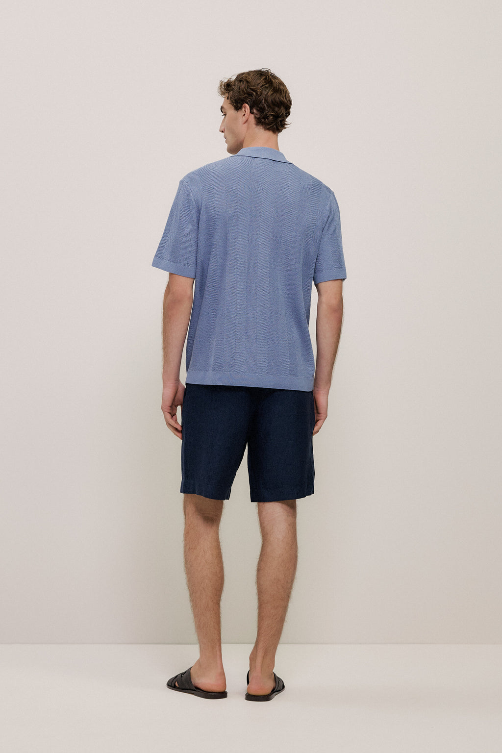 Linen Cotton Herringbone Knit Shirt