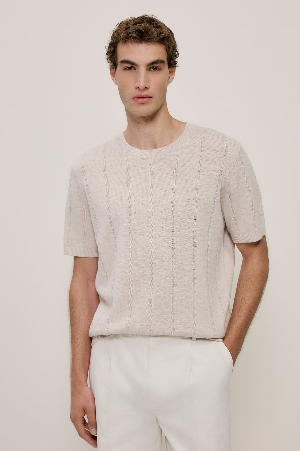 Linen Cotton Slub Knit T-shirt