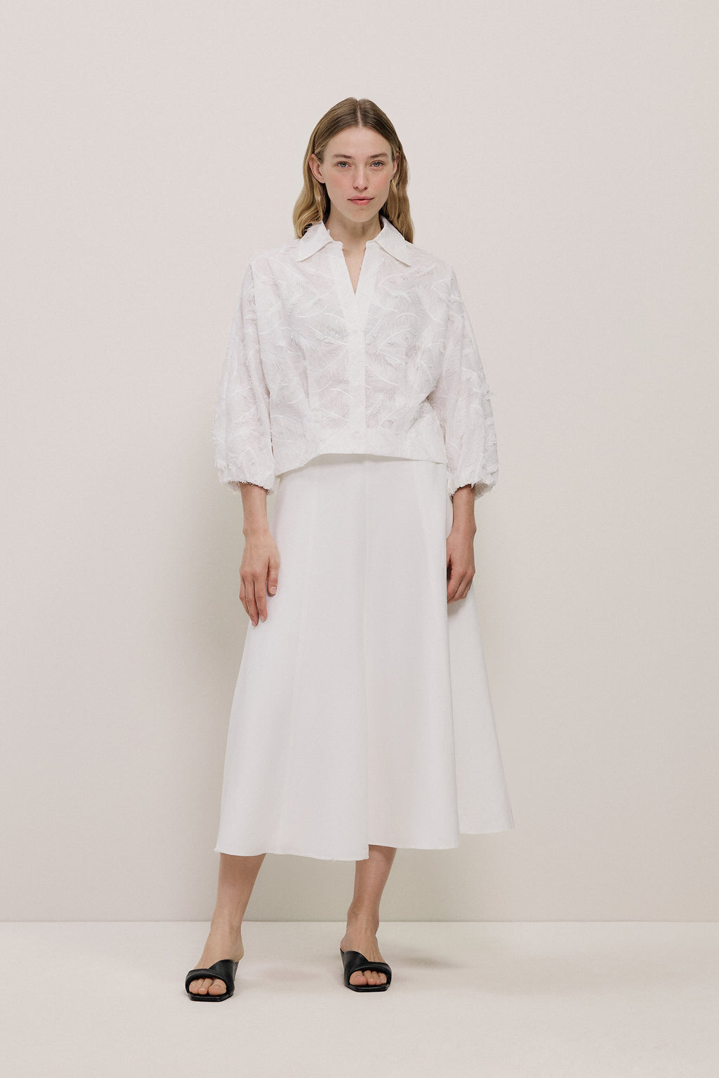 Embroidered Feather Detail Shirt