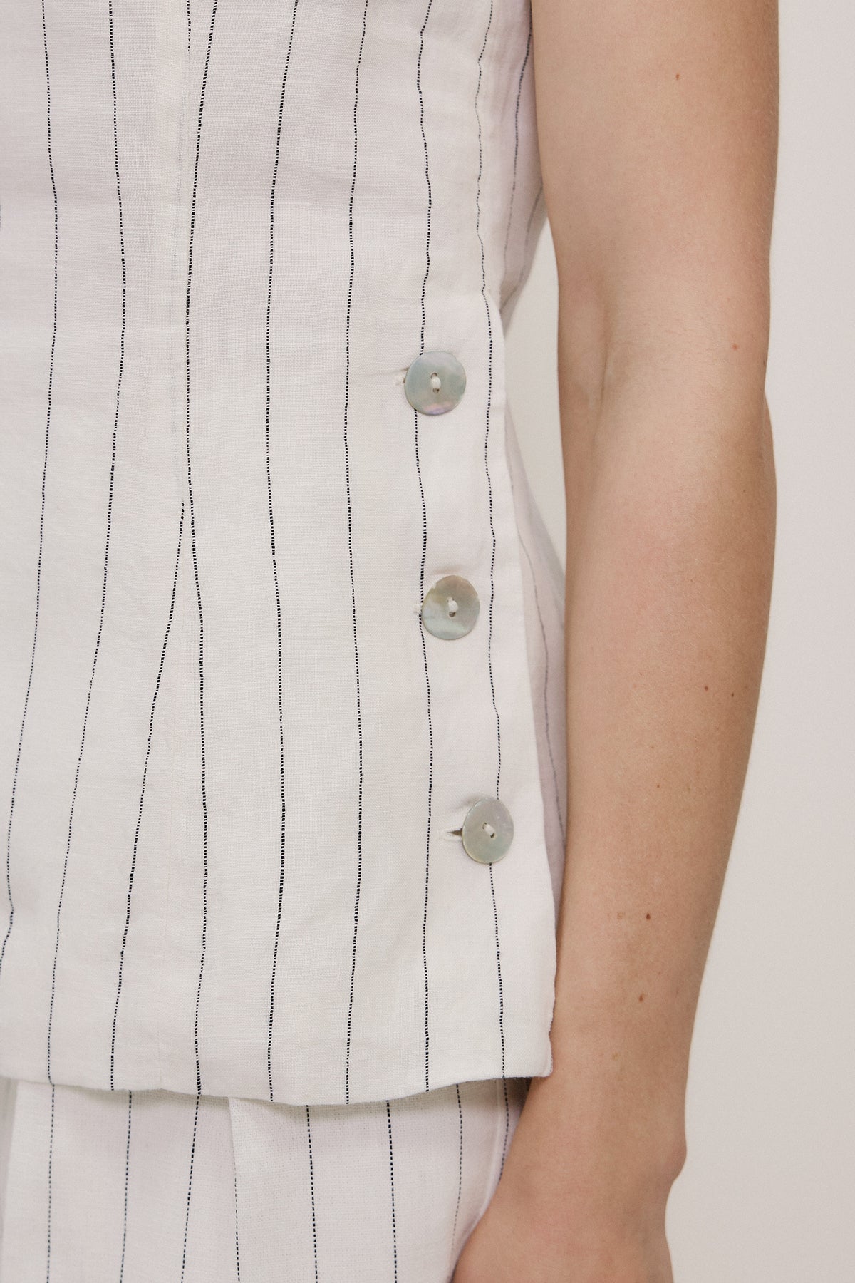 Linen Pinstripe Sleeveless Top