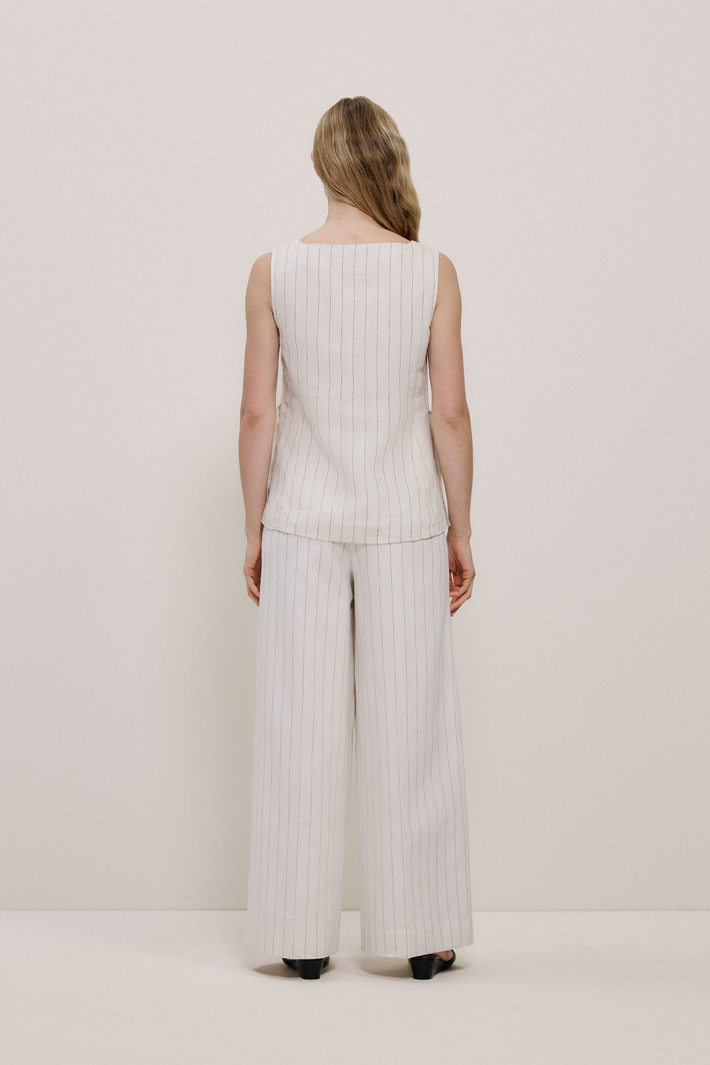 Linen Pinstripe Sleeveless Top