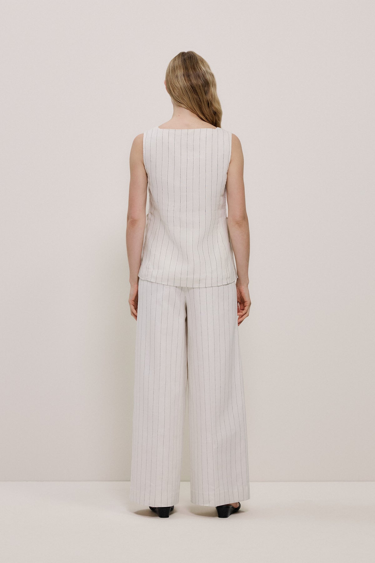 Linen Pinstripe Sleeveless Top