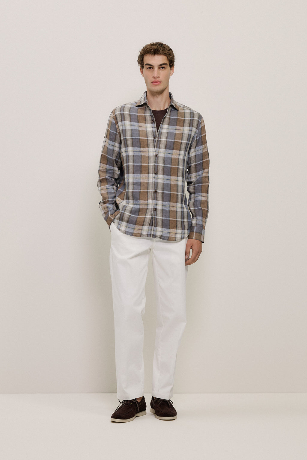 Tailored Fit Delave Linen Check Shirt