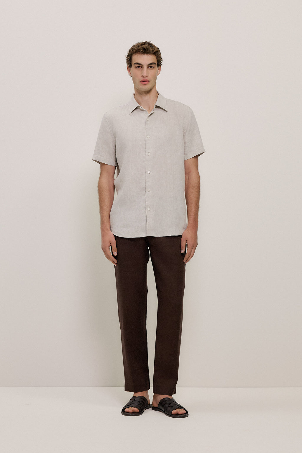Yarn Dyed Linen Short Sleeve Shirt