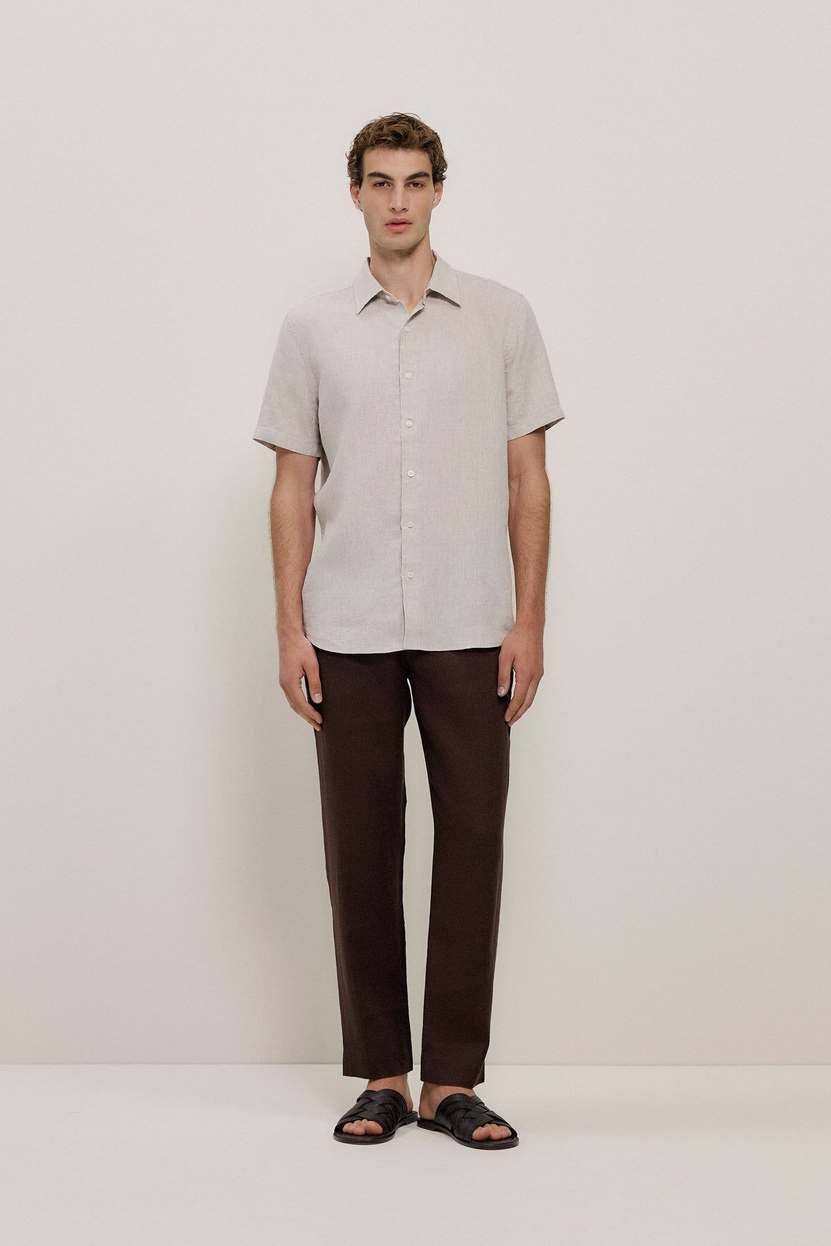 Yarn Dyed Linen Short Sleeve Shirt