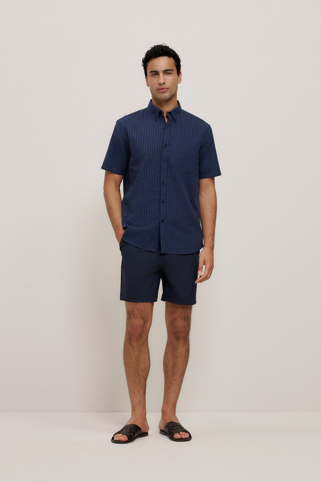 Cotton Seersucker Short Sleeve Shirt