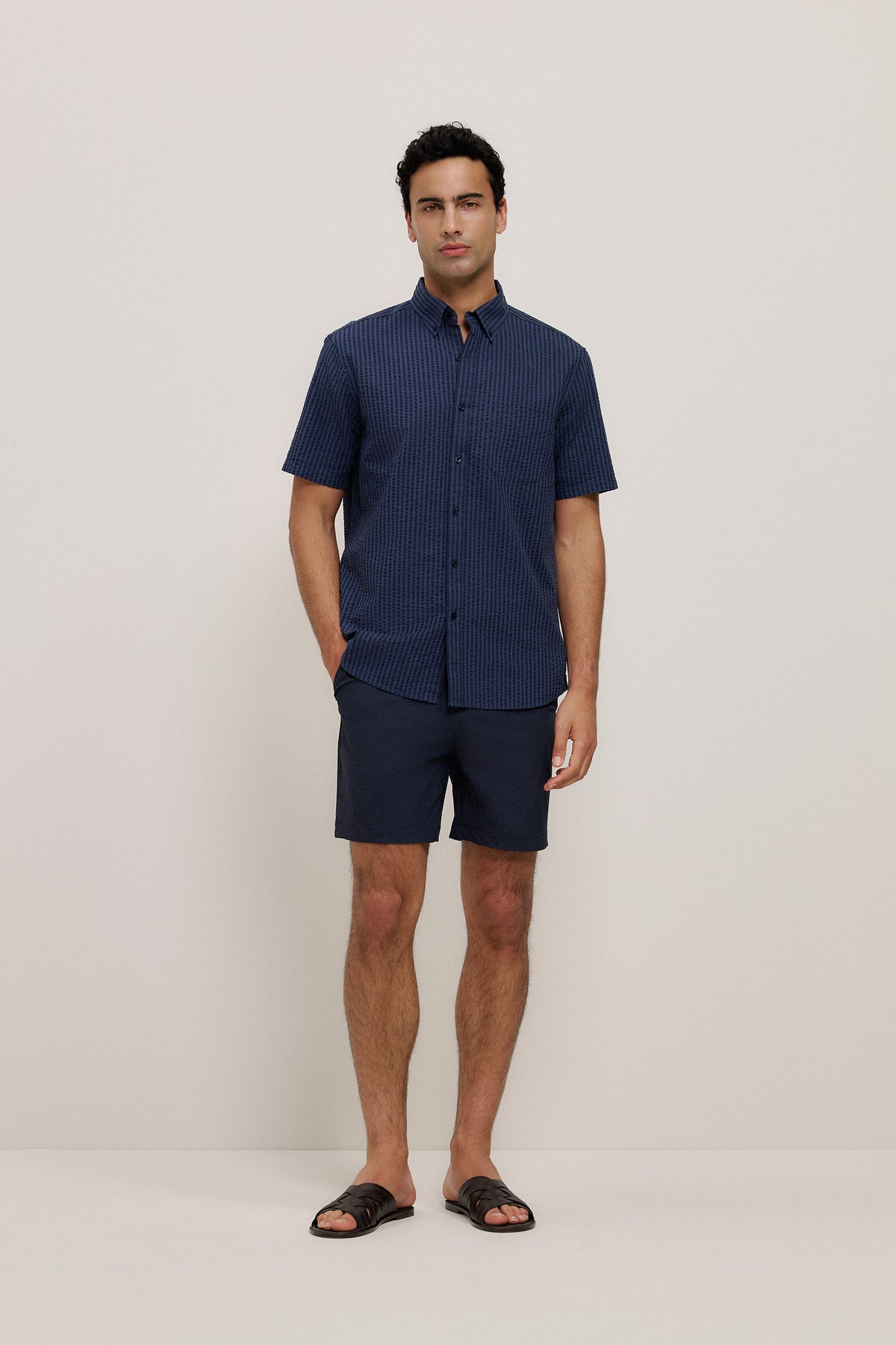 Cotton Seersucker Short Sleeve Shirt
