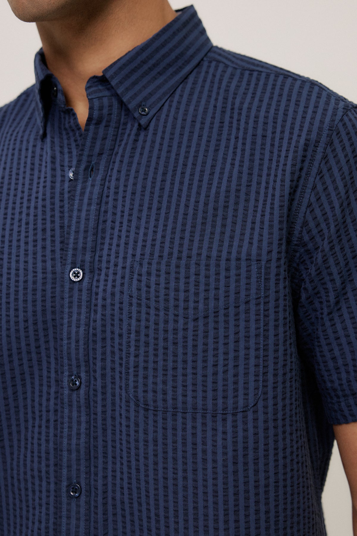 Cotton Seersucker Short Sleeve Shirt