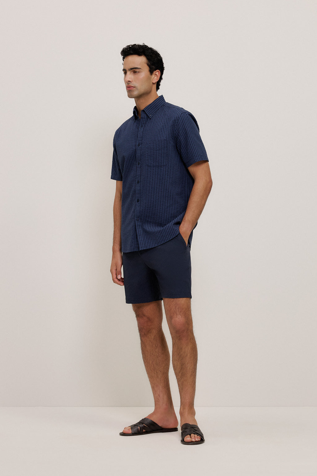Cotton Seersucker Short Sleeve Shirt