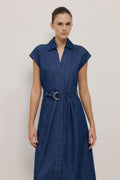 Soft Denim Belted Shirt Dress