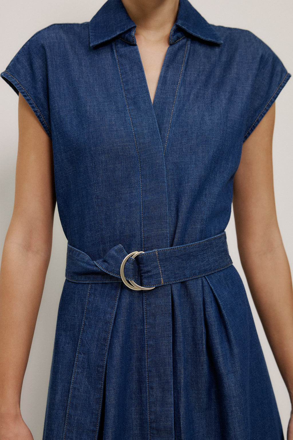 Soft Denim Belted Shirt Dress