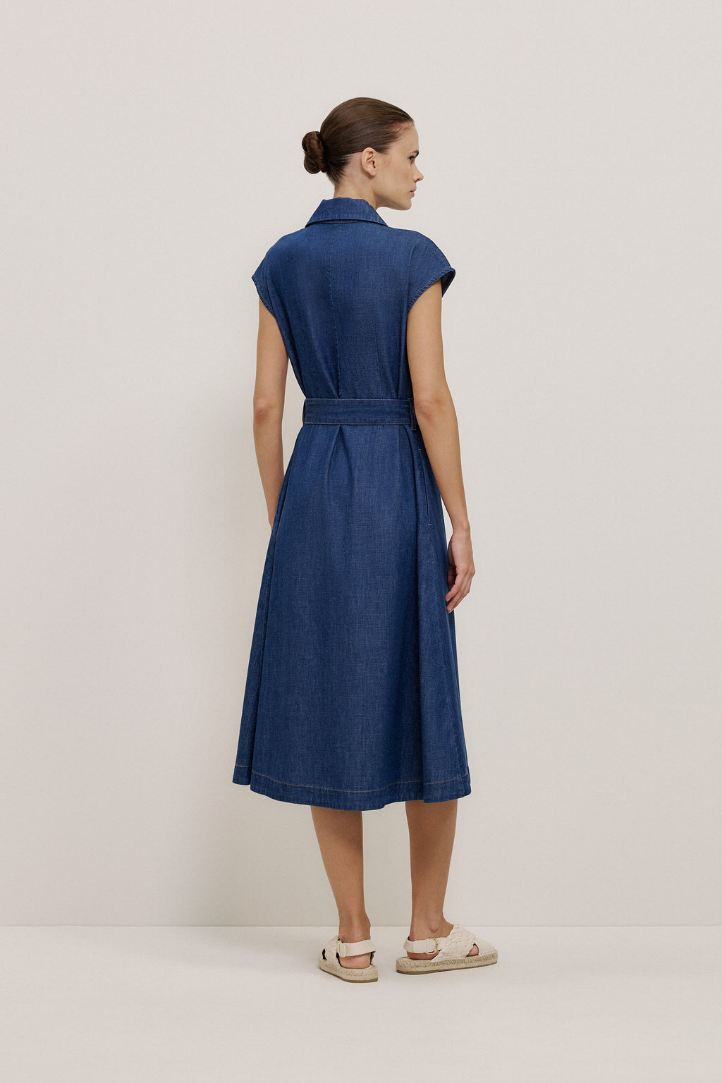 Soft Denim Belted Shirt Dress