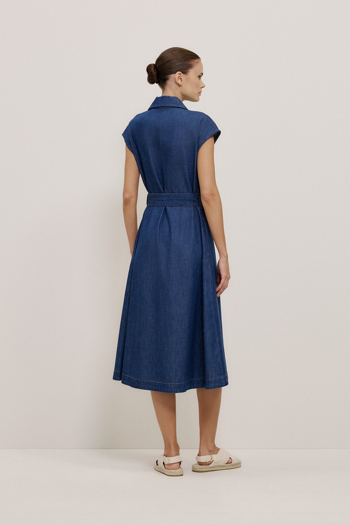 Soft Denim Belted Shirt Dress