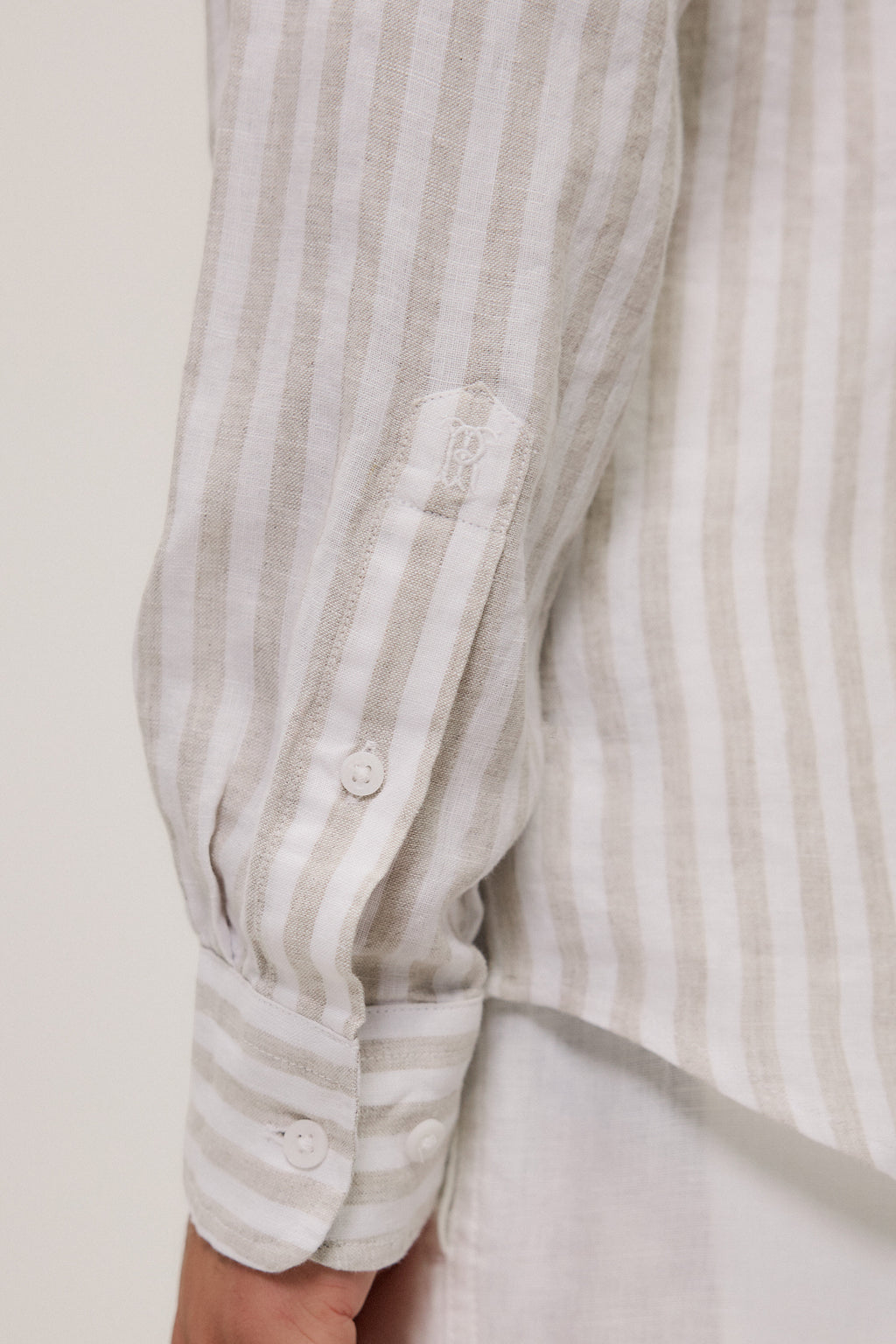 Yarn Dyed Linen Stripe Long Sleeve Shirt