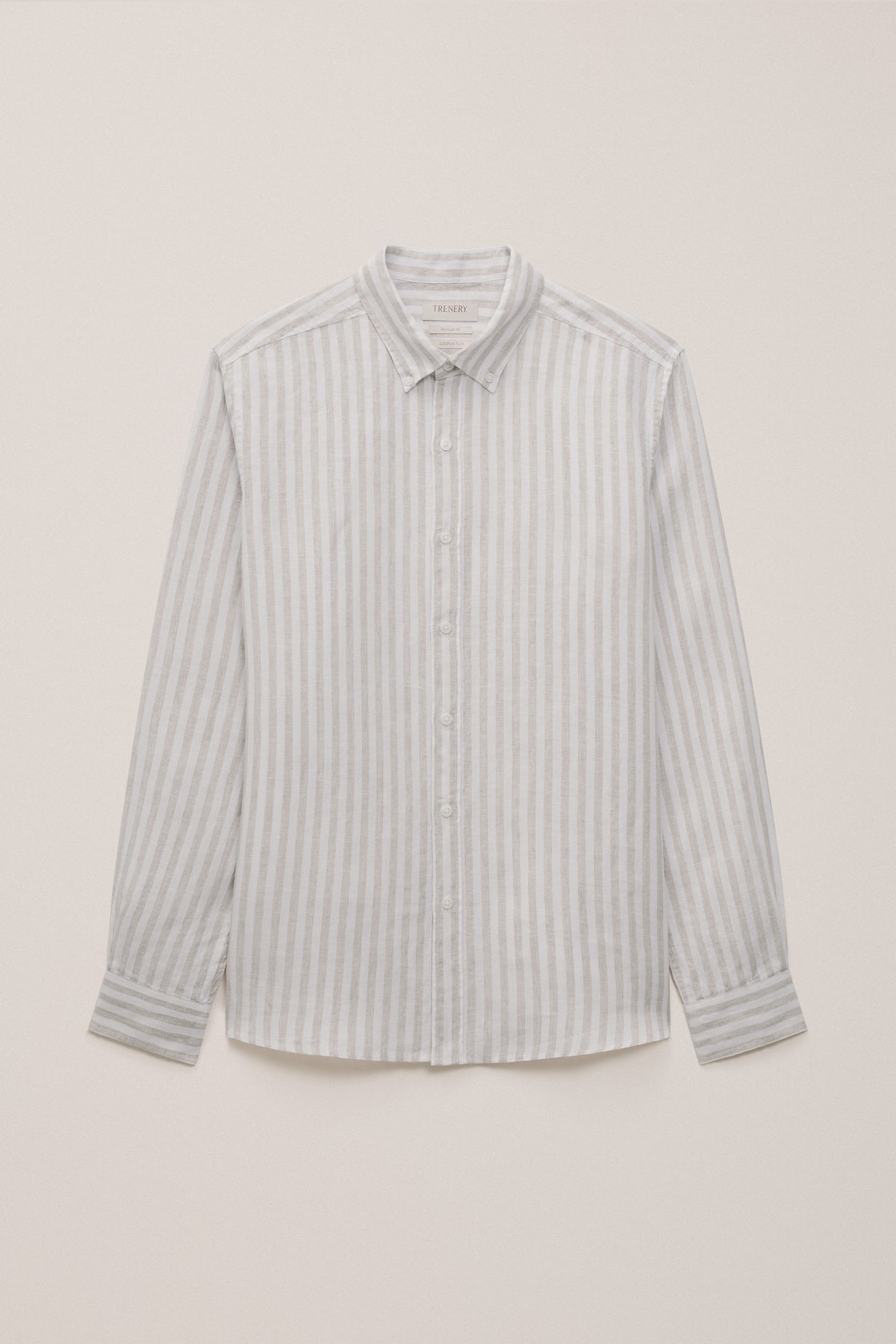 Yarn Dyed Linen Stripe Long Sleeve Shirt