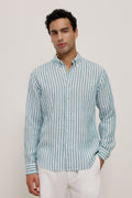 Yarn Dyed Linen Stripe Long Sleeve Shirt