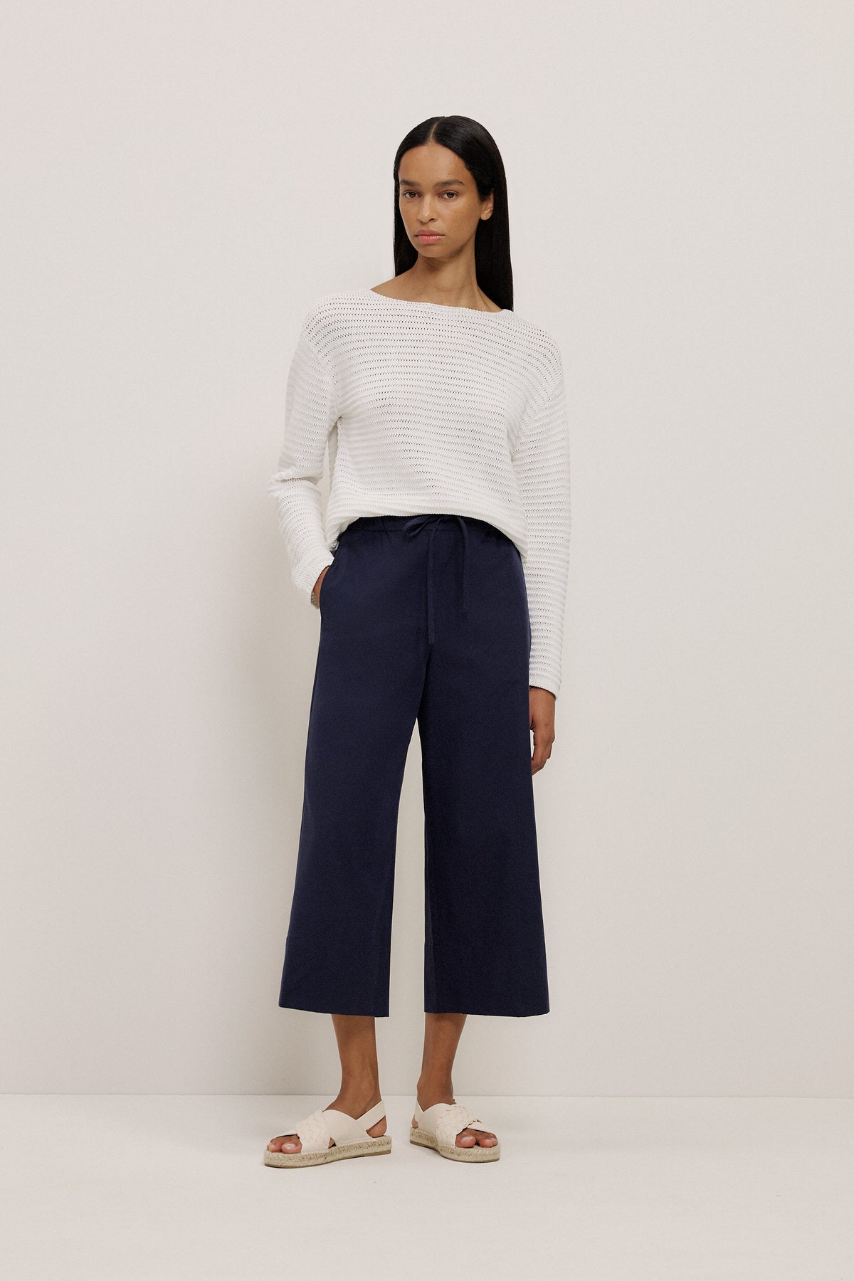Corded Cotton Boatneck Pullover