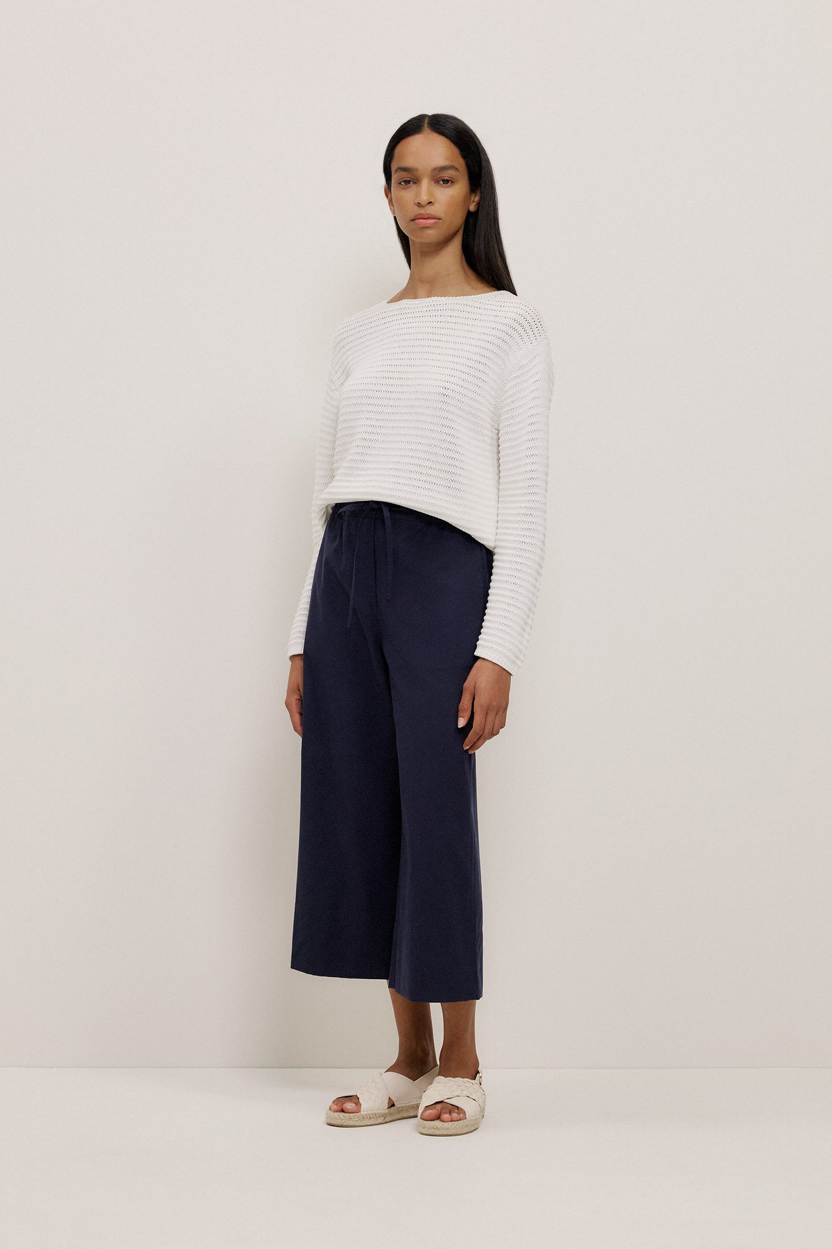 Corded Cotton Boatneck Pullover
